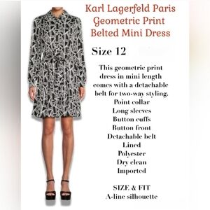 🆕️Karl Lagerfeld Paris Geometric Print Belted Mini Dress